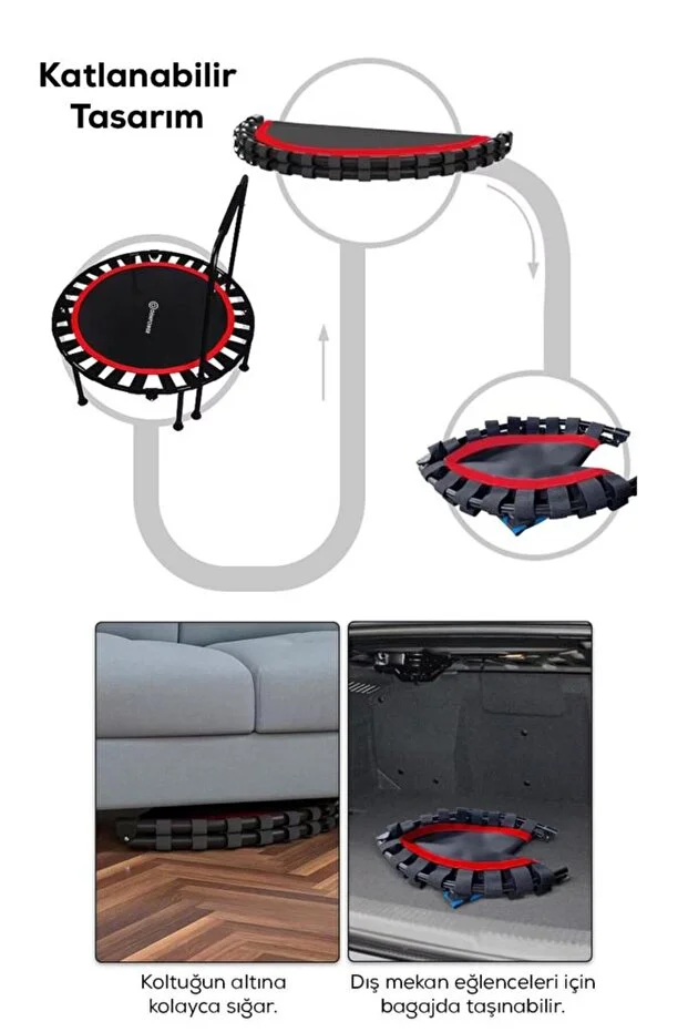 DEMPOWER 250 KG Taşıma Kapasiteli 130x125 cm Katlanabilir Destekli Trambolin